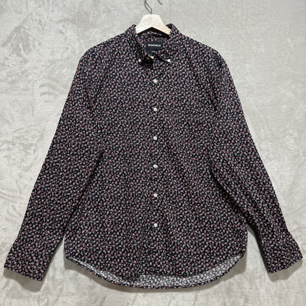 Bonobos Standard Fit Shirt Men's‎ L Button Up Micro Floral Print Long Sleeve